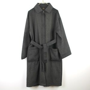 Fendi Vintage Double Faced Black Tan Wool Blend Top Coat Belted Long Trench 42